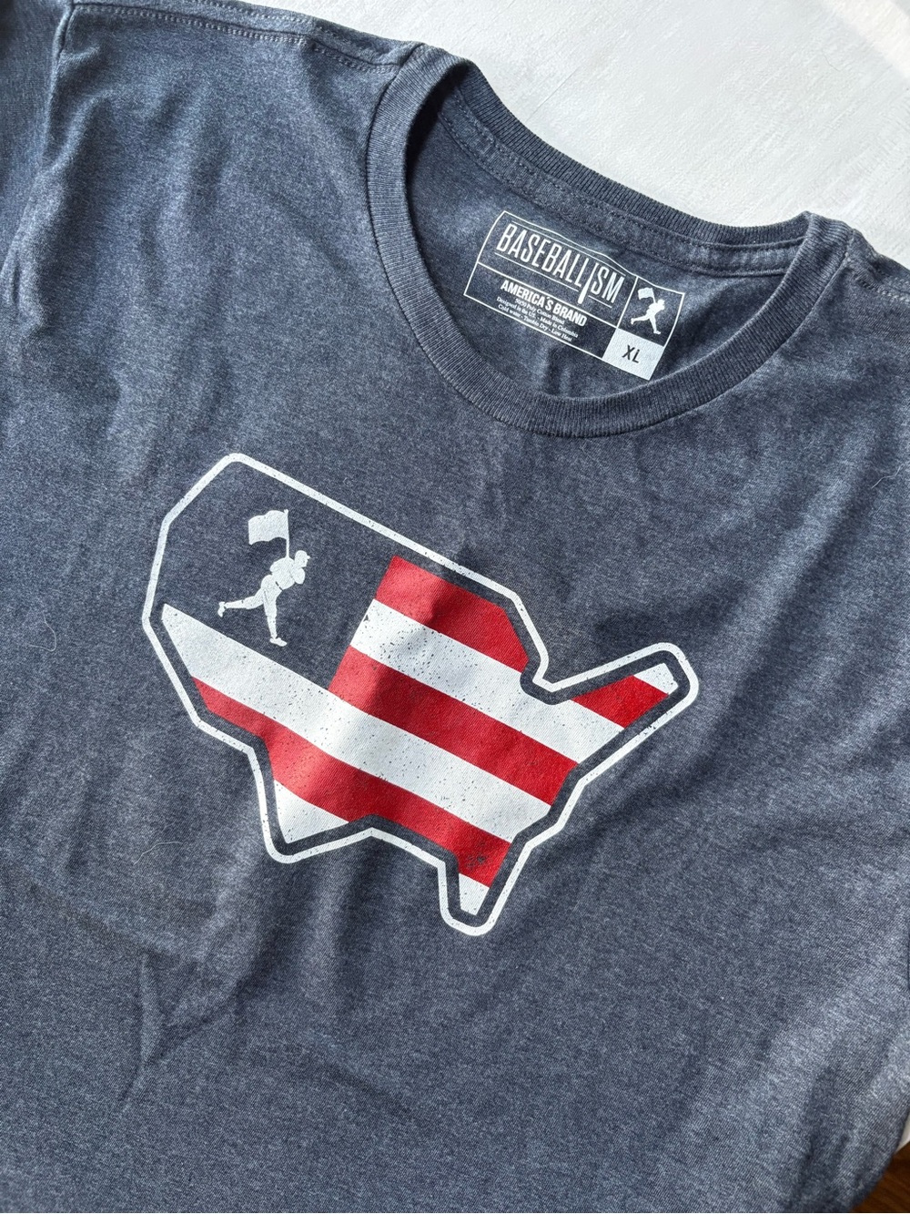 Baseballism Men's Heather Navy Short-Sleeve Tee with Red & White USA Graphic
